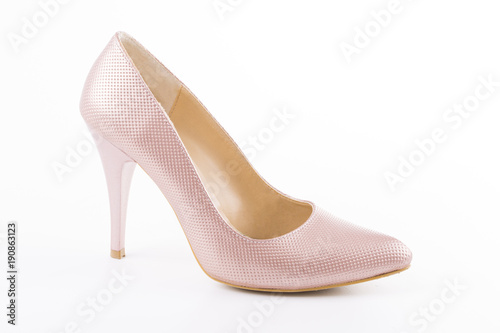 pink high heel women shoes on white background
