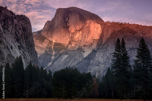 The Half dome on fire at sunset photo