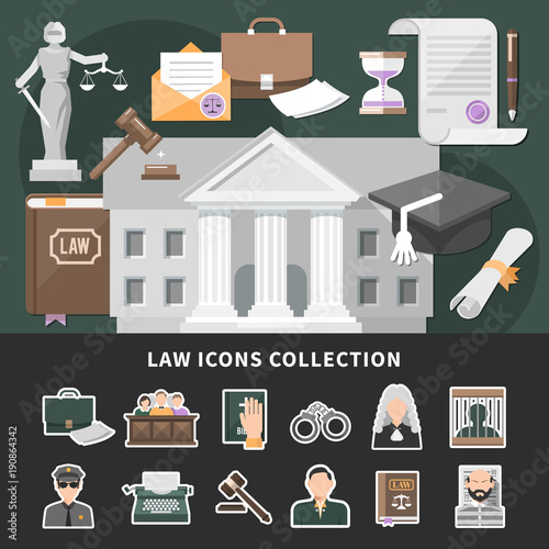 Justice Icons Set Background