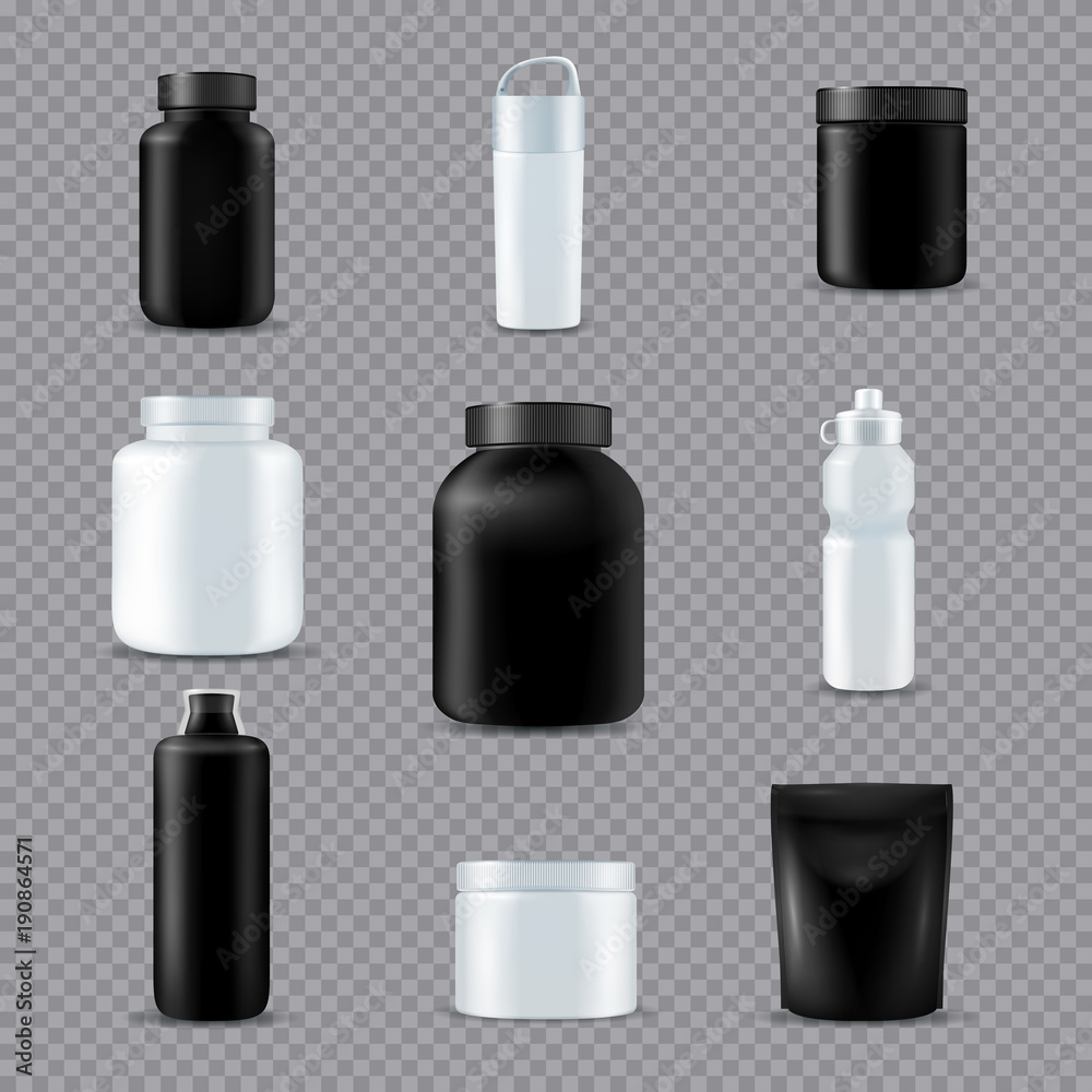 Fitness Sport Bottles Realistic Transparent Fitness Sport Bottles Realistic Transparent