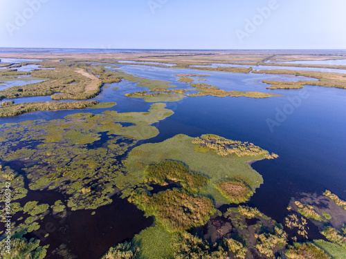 Danube Delta aerial view (Delta Dunarii) Romania