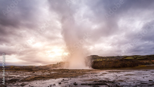 Awesome Geysir in south Iceland at s