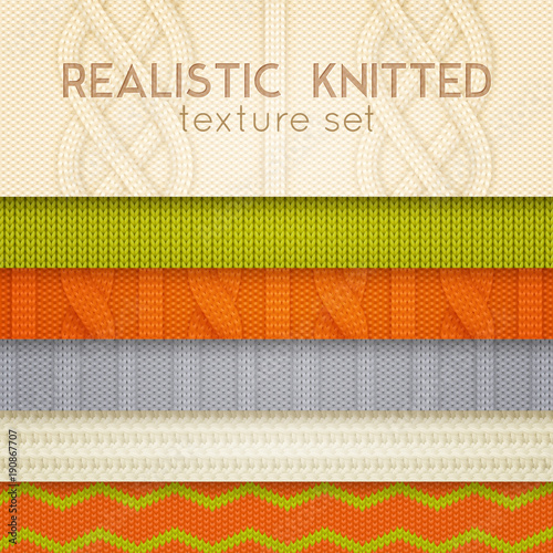 Realistic Knitted Patterns Horizontal Layers 