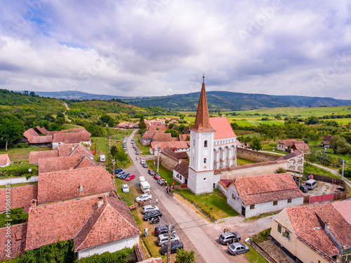 Tableau sur toile Cloasterf Saxon Village and Fortified Church in Transylvania, Romania