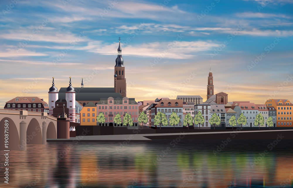 Naklejka premium Panoramic view of medieval town in Germany