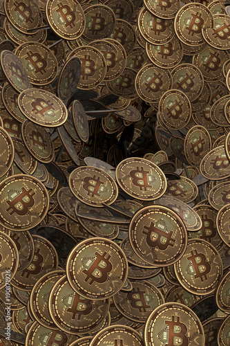 Background made of many cryptocurrency bitcoin - 3d rendering