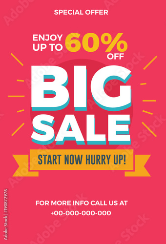 Big sale flyer. Vector illustration for social media banners, poster, flyer and newsletter designs