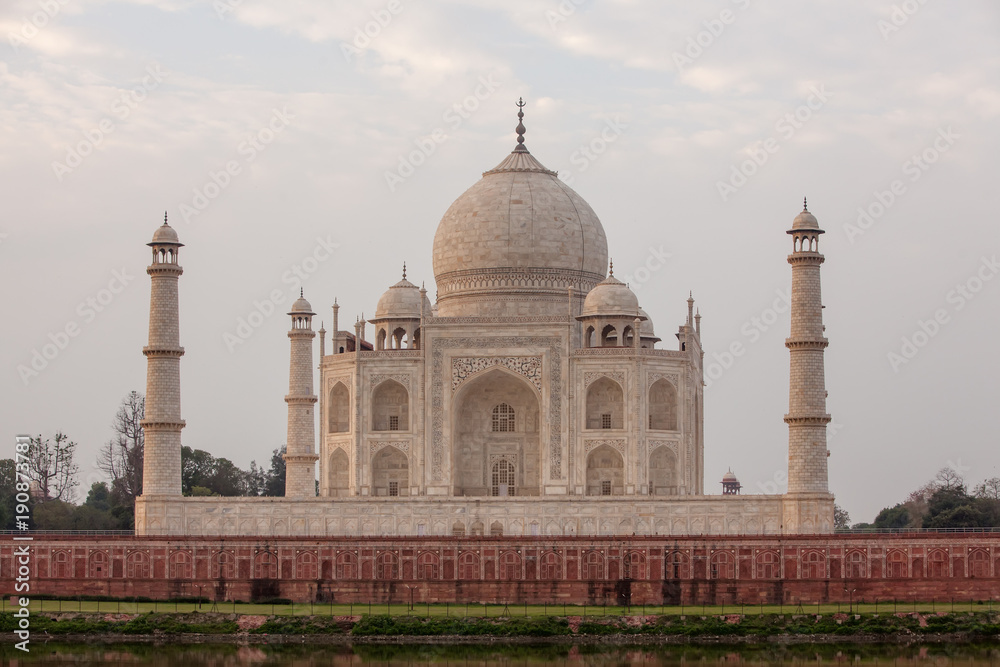 View to Taj Mahal across Yamuna river, Agra, India