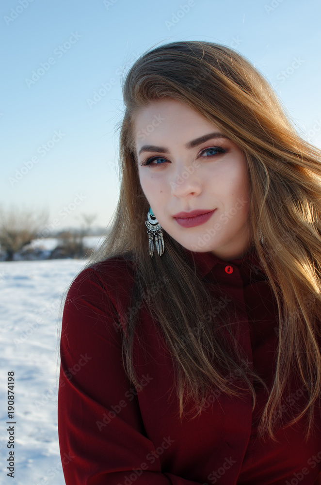 Young smiling girl in the winter Young smiling girl in the winter
