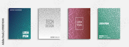 Collection of colorful striped templates - tech design. Abstract geometric posters, banners, flyers, brochures,covers and cards