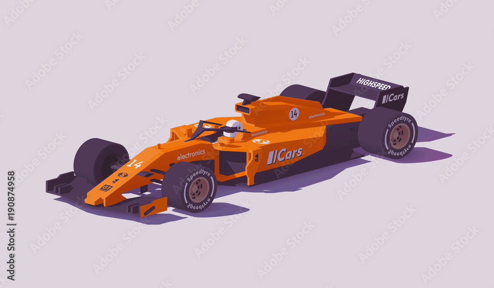 Vector low poly formula racing car Vector low poly formula racing car