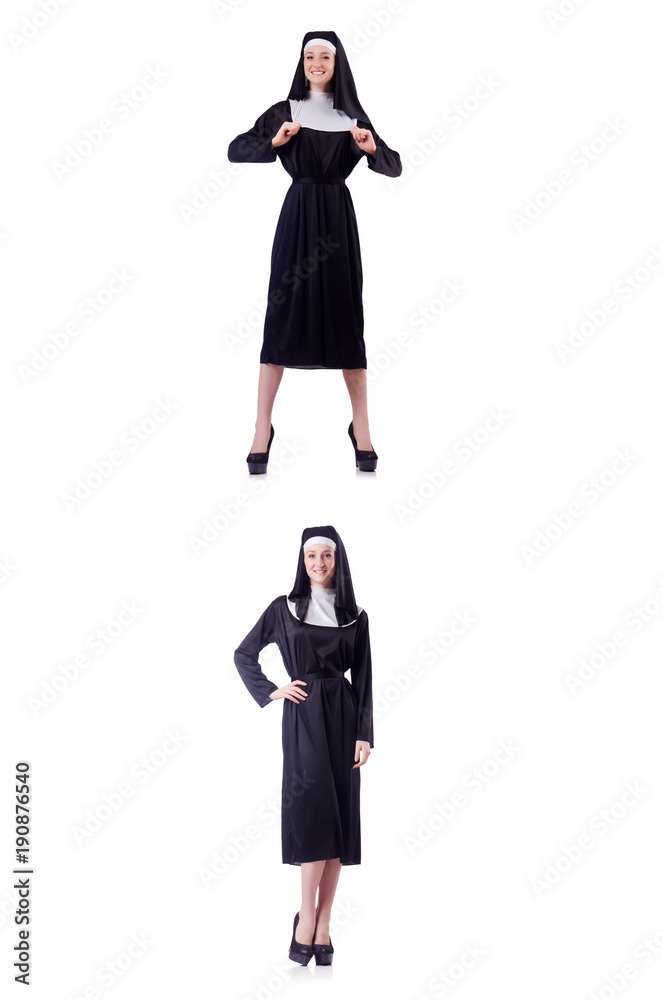 Nun isolated on the white background Nun isolated on the white background