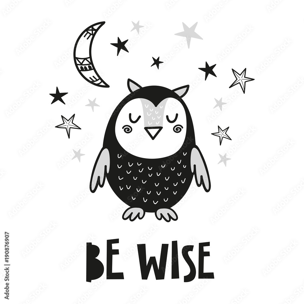 custom made wallpaper toronto digitalCute owl poster for baby room, greeting card, print on the wall, pillow, decoration kids interior, baby wear and t-shirts  