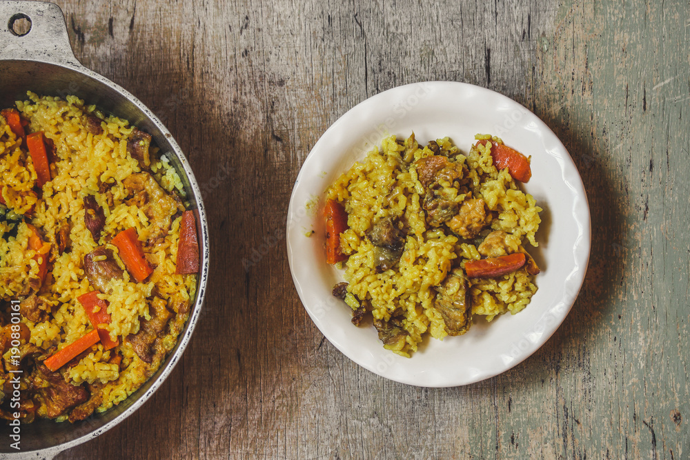 pilaf - rice with meat and spices pilaf - rice with meat and spices