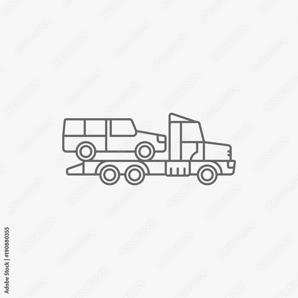 wrecker truck with evacuated car vector icon wrecker truck with evacuated car vector icon