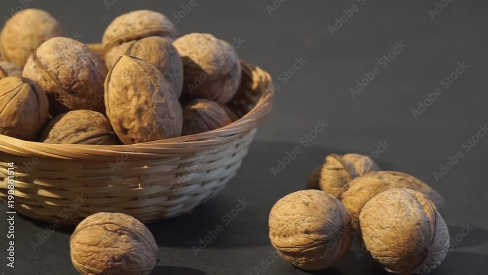 Walnuts in bowl. Close up shot, Slide equipment used.