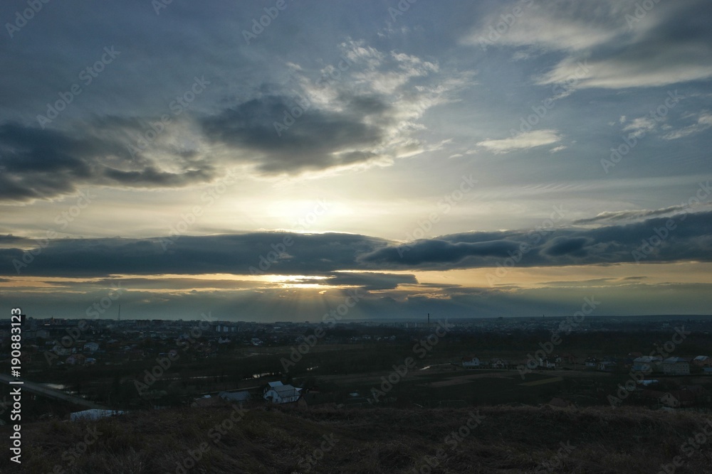 Sunset  over the city, panorama