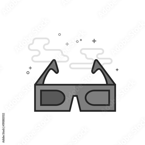 3D glasses icon in flat outlined grayscale style. Vector illustration.