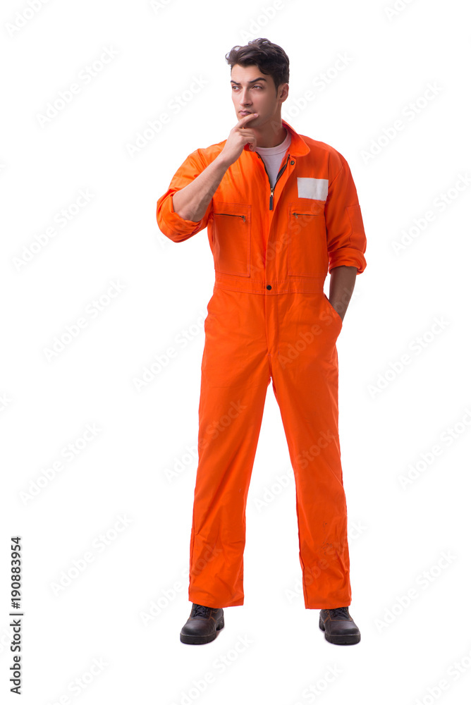 Prisoner in orange robe isolated on white background Prisoner in orange robe isolated on white background