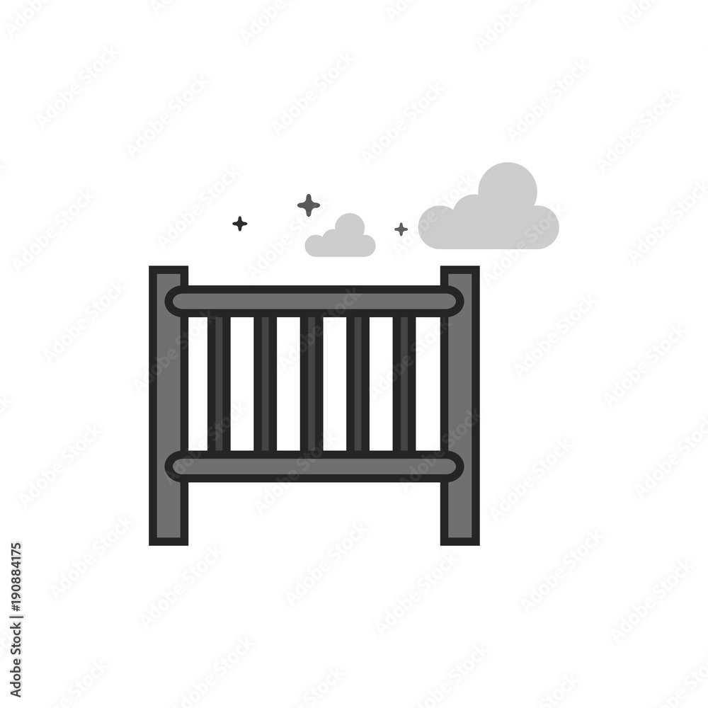 Baby bed icon in flat outlined grayscale style. Vector illustration. Baby bed icon in flat outlined grayscale style. Vector illustration.