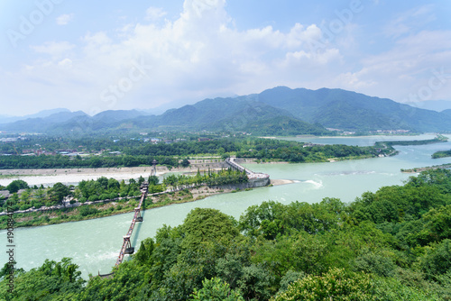 Obraz na plátně Ancient irrigation system in Dujiangyan City, Sichuan, China.