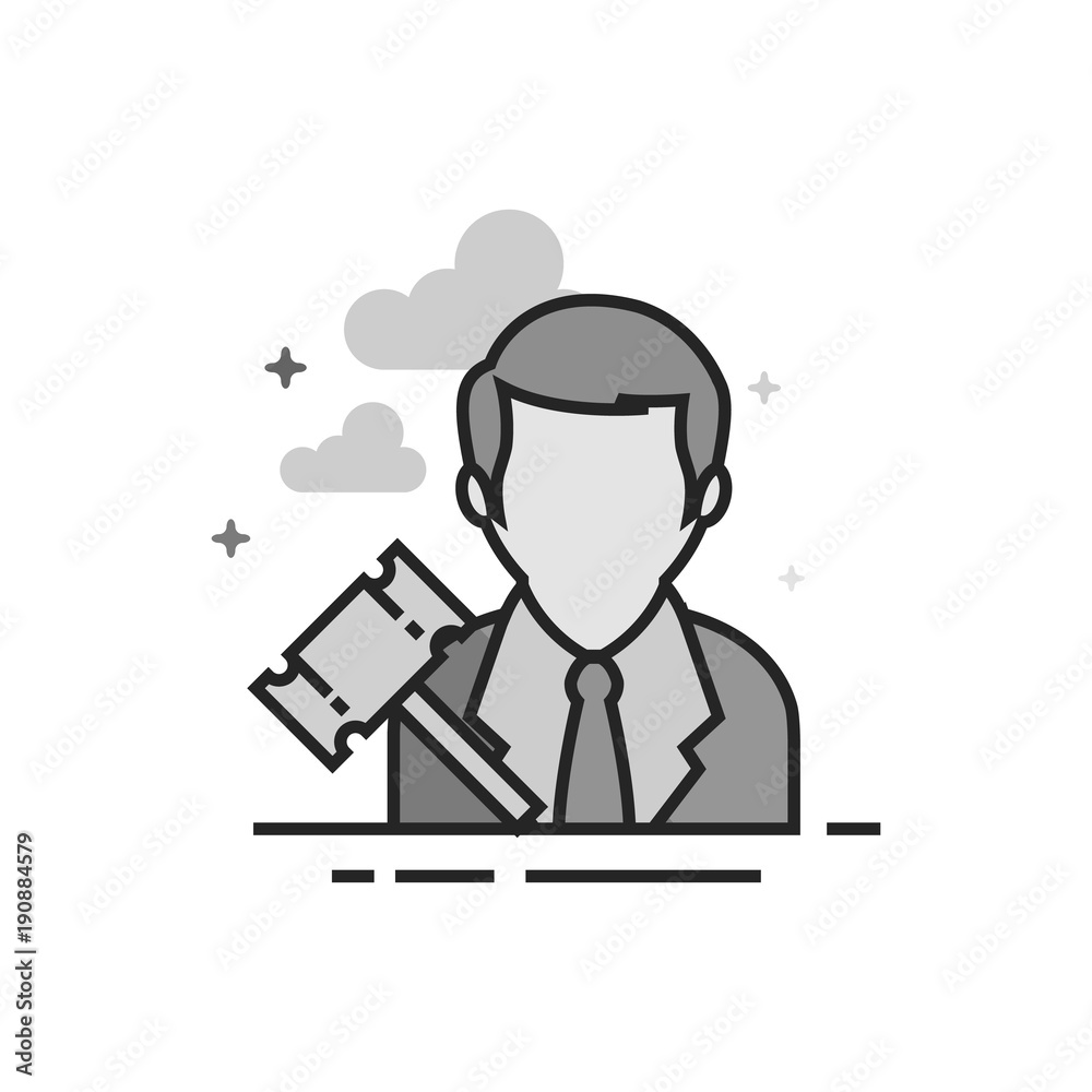 Auctioneer icon in flat outlined grayscale style. Vector illustration. Auctioneer icon in flat outlined grayscale style. Vector illustration.