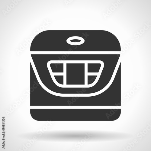 Monochromatic multicooker icon with hovering effect shadow on grey gradient background. EPS 10
