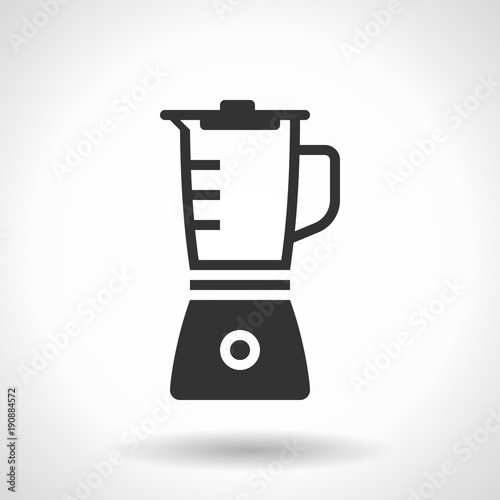 Monochromatic blender icon with hovering effect shadow on grey gradient background. EPS 10