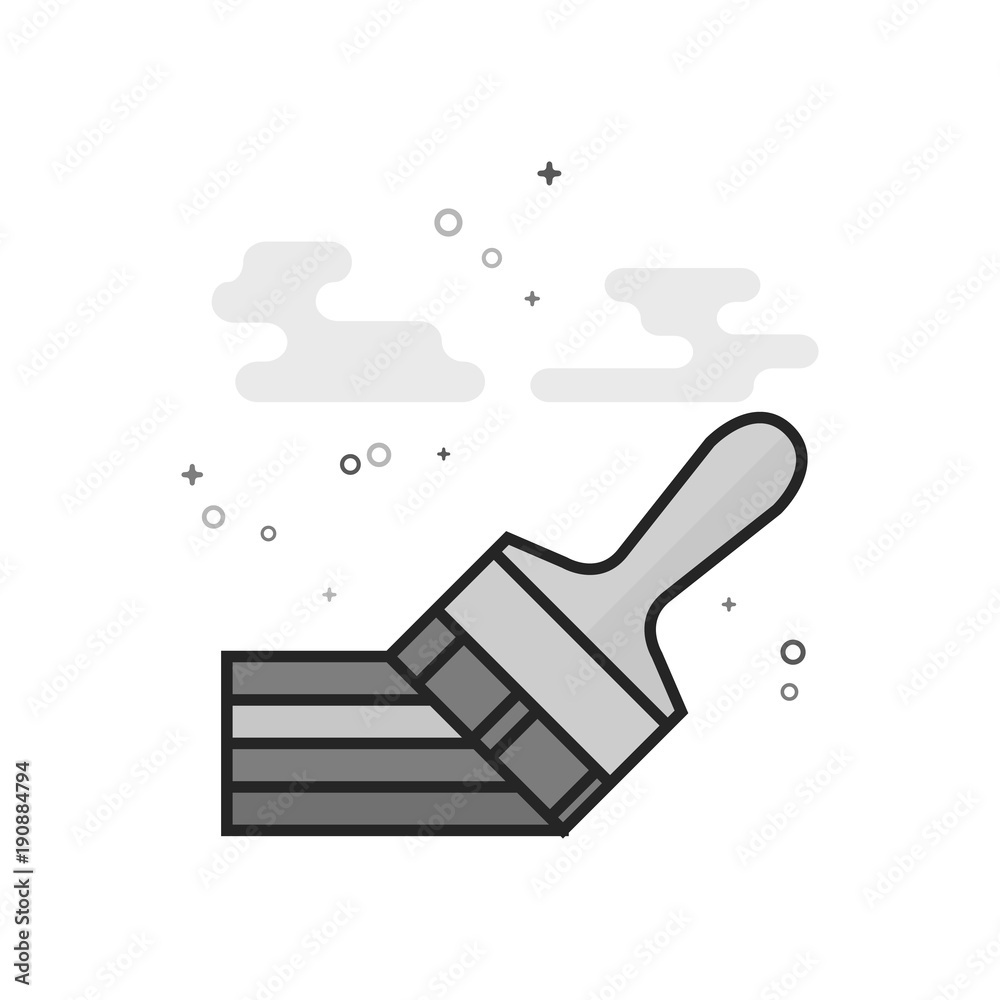 Paint brush icon in flat outlined grayscale style. Vector illustration.