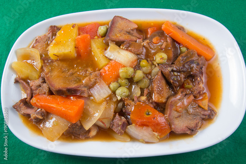 Pork tongue stew on the plate