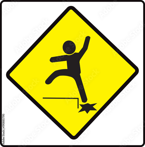 beware step Sign, caution symbol, vector illustration.