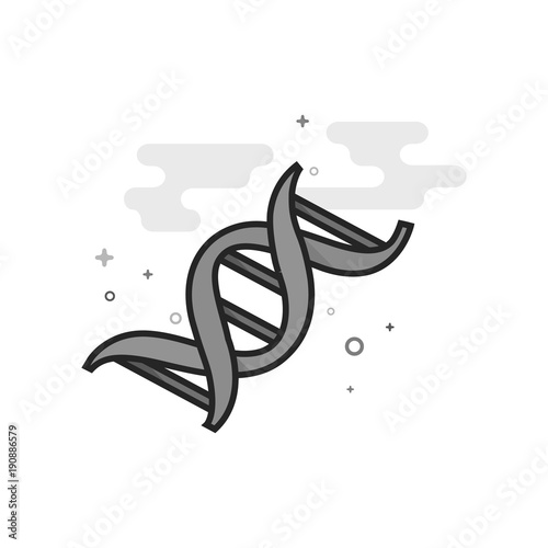 DNA strands icon in flat outlined grayscale style. Vector illustration.