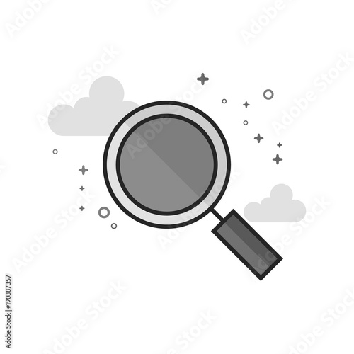 Magnifier icon in flat outlined grayscale style. Vector illustration.