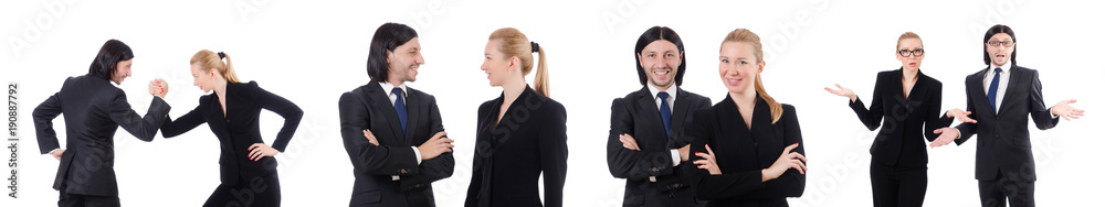 Businessman and businesswoman isolated on white Businessman and businesswoman isolated on white