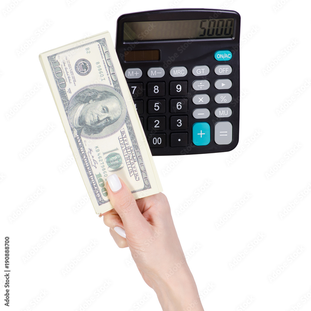 Calculator money dollars in hand Calculator money dollars in hand