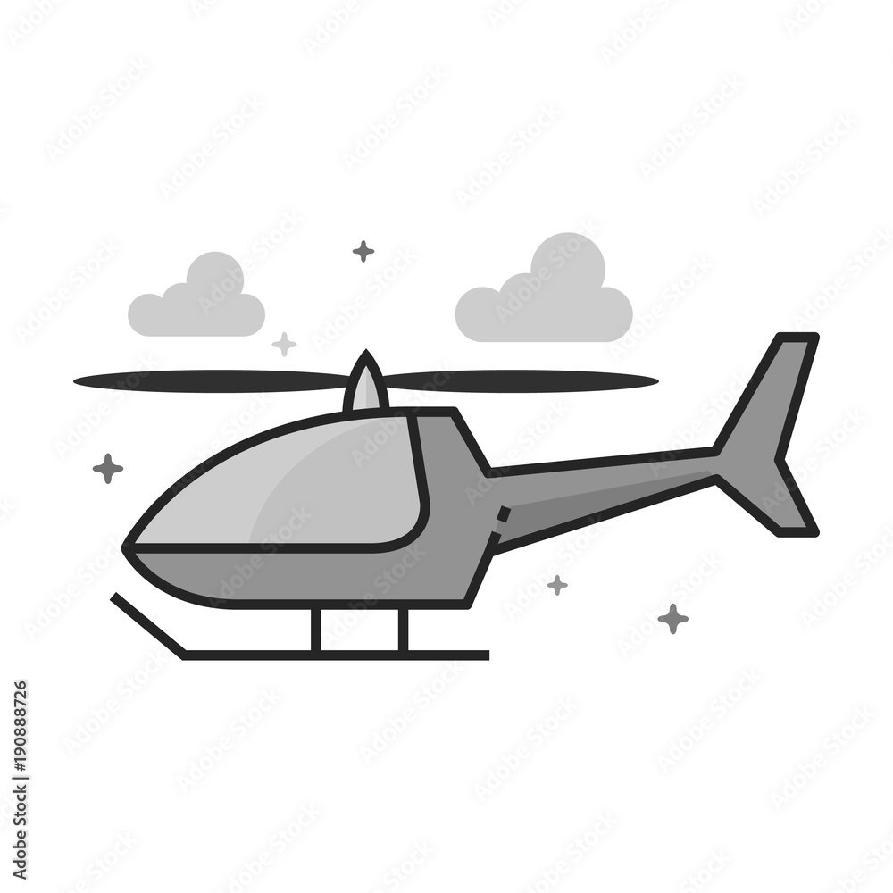 Helicopter icon in flat outlined grayscale style. Vector illustration. Helicopter icon in flat outlined grayscale style. Vector illustration.