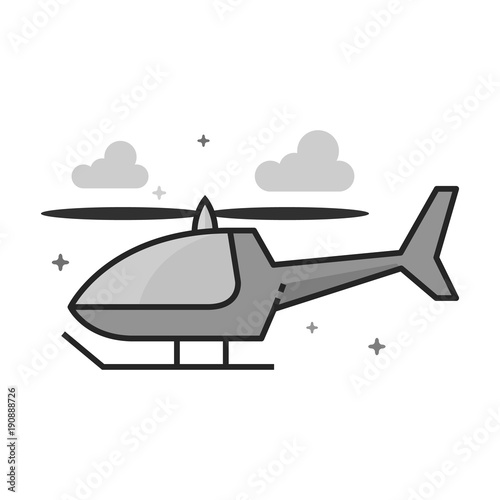 Fototapeta Naklejka Na Ścianę i Meble -  Helicopter icon in flat outlined grayscale style. Vector illustration.
