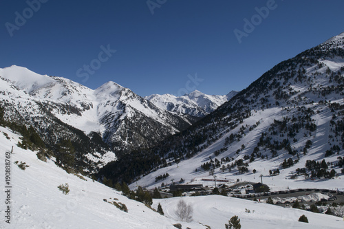 Snowy mountains in the country of Andorra