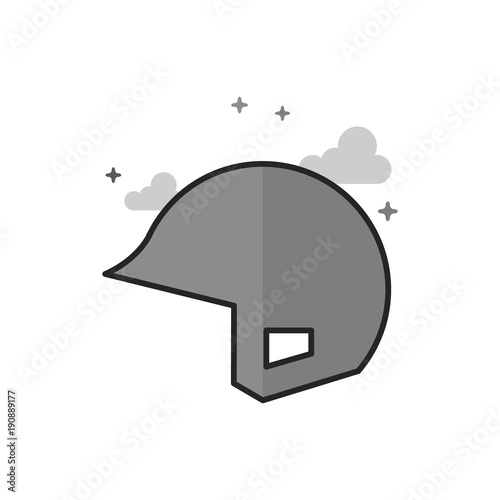 Baseball helmet icon in flat outlined grayscale style. Vector illustration. © puruan