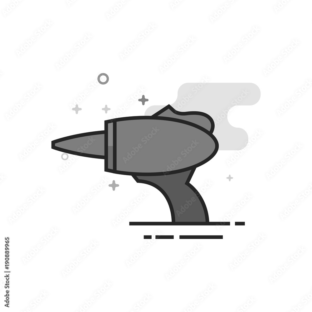 Toy laser gun icon in flat outlined grayscale style. Vector illustration.