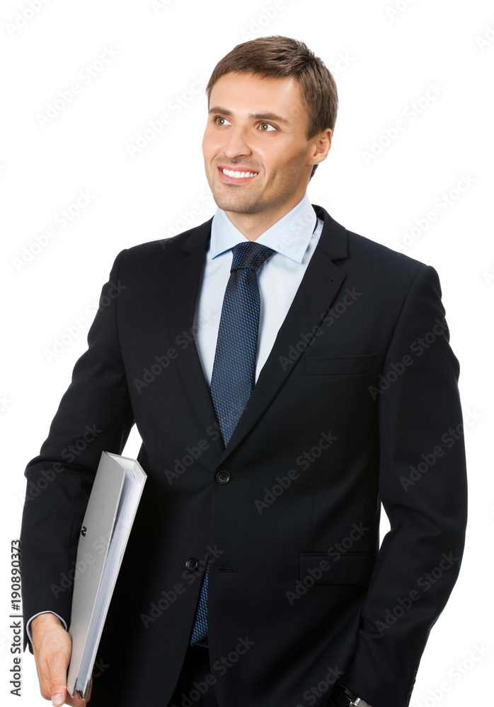Business man with folder, on white Business man with folder, on white