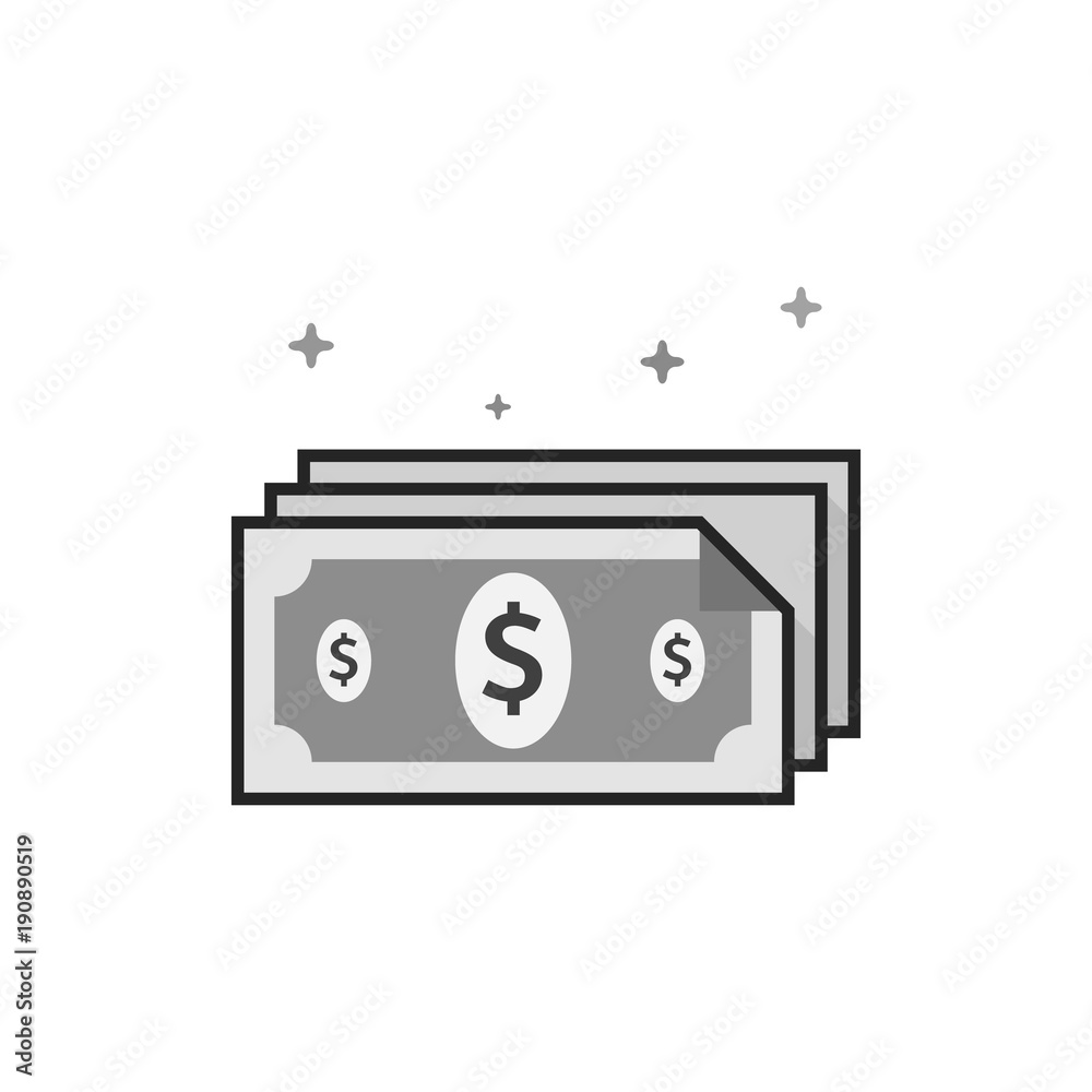 Money icon in flat outlined grayscale style. Vector illustration. Money icon in flat outlined grayscale style. Vector illustration.