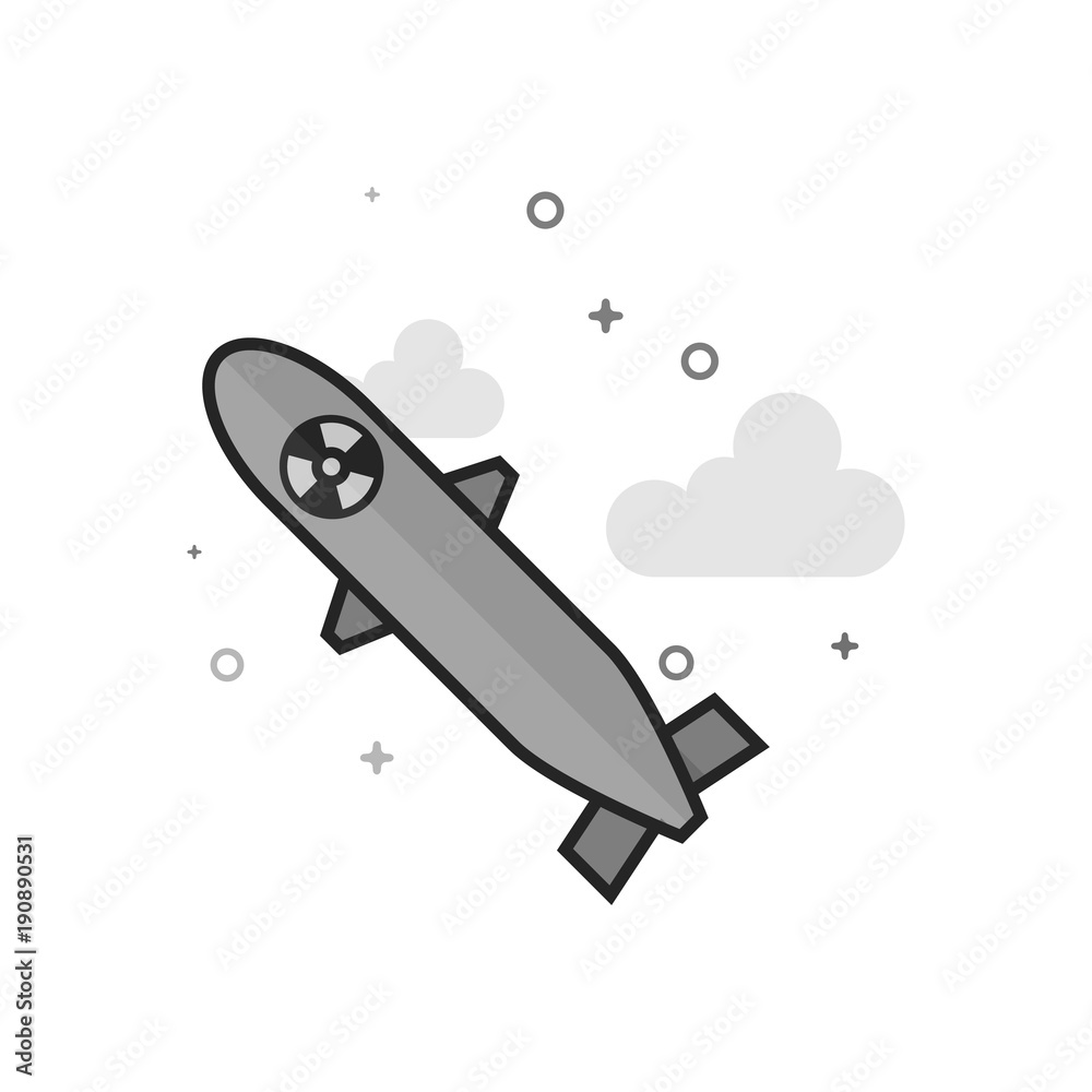 Fototapeta premium Missile icon in flat outlined grayscale style. Vector illustration.