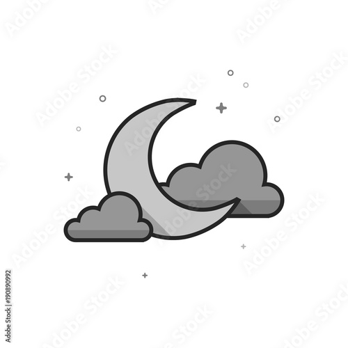 Weather overcast cloudy icon in flat outlined grayscale style. Vector illustration.