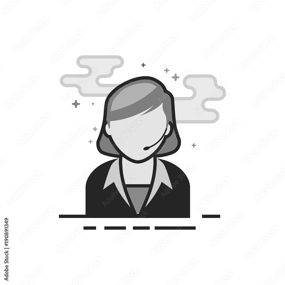 Female receptionist icon in flat outlined grayscale style. Vector illustration. Female receptionist icon in flat outlined grayscale style. Vector illustration.
