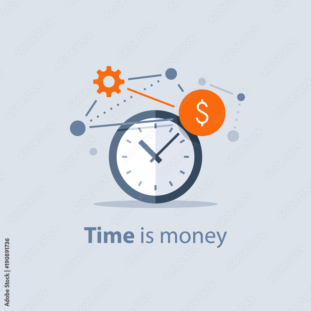Long term investment, time is money concept, financial future planning, pension savings fund, finance solutions, time management - obrazy, fototapety, plakaty 