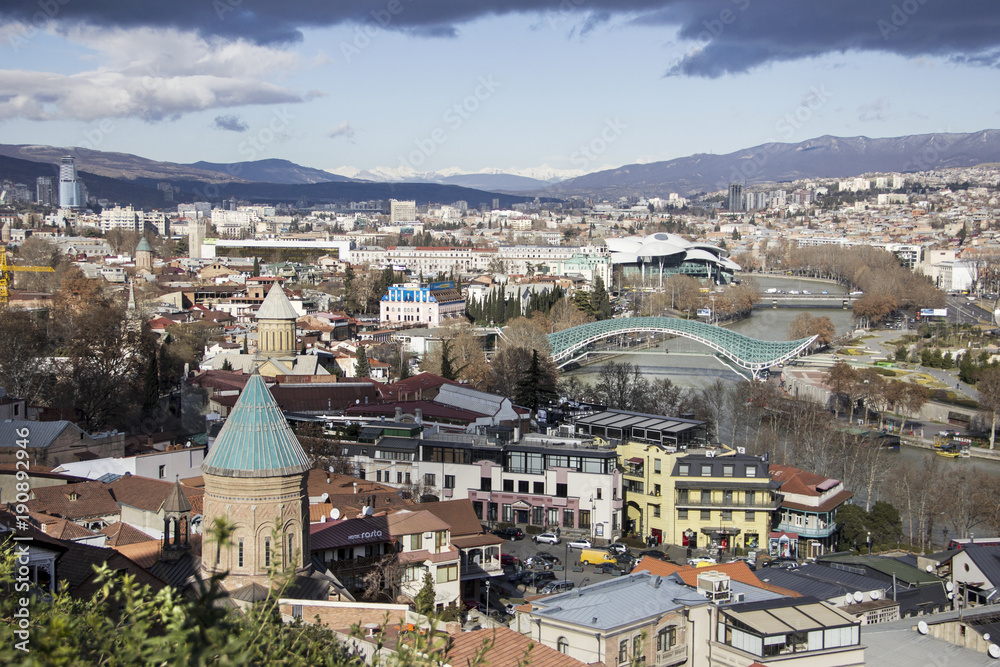 Panorama view of Tbilisi, capital of Georgia country. View from Narikala fortress