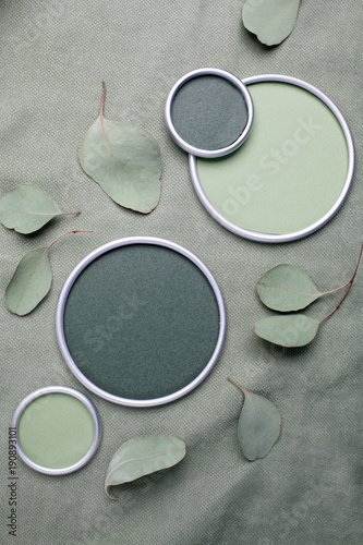 Leaves with a round frame with a place for designer's text on th
