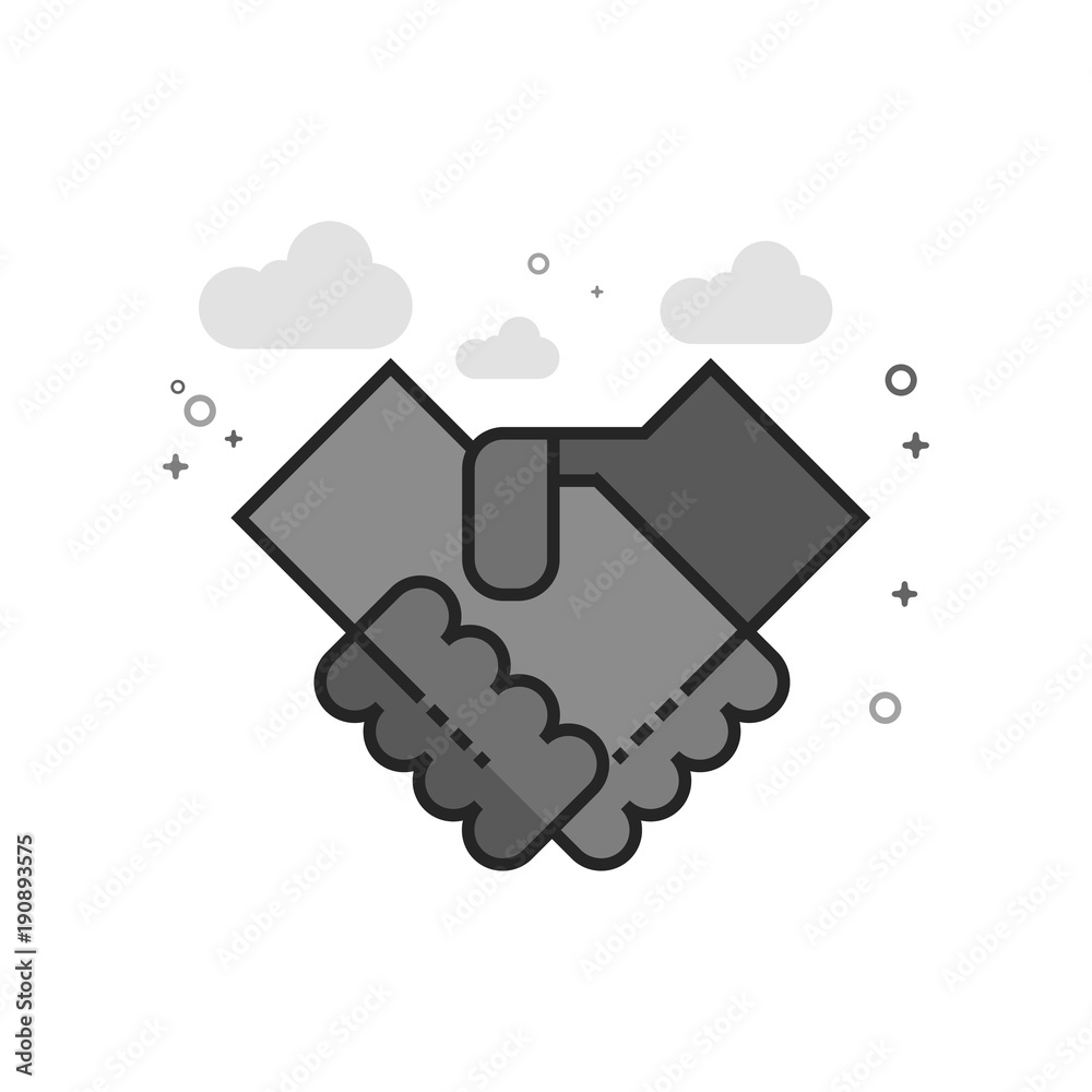 Handshake icon in flat outlined grayscale style. Vector illustration.