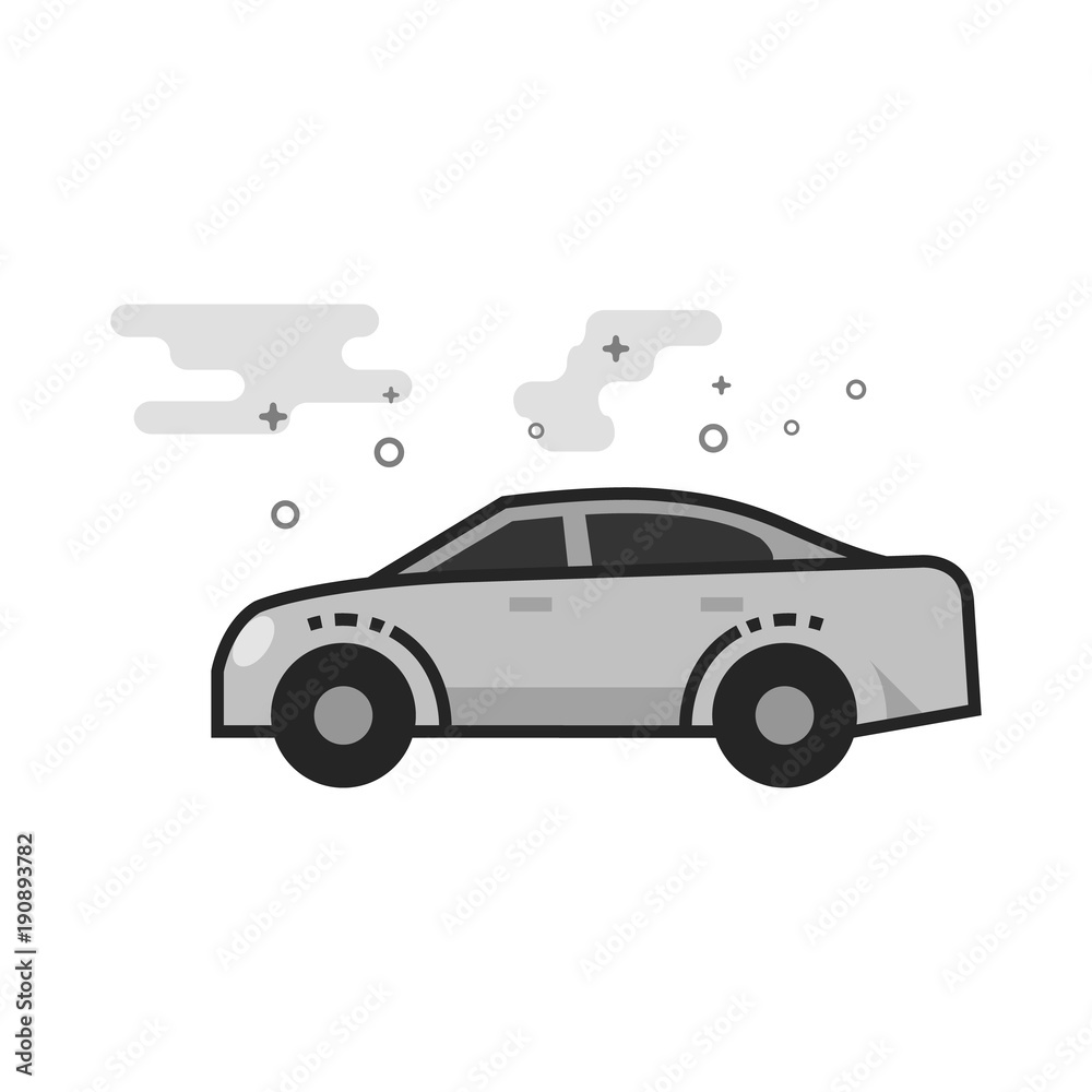 Fototapeta Car icon in flat outlined grayscale style. Vector illustration.